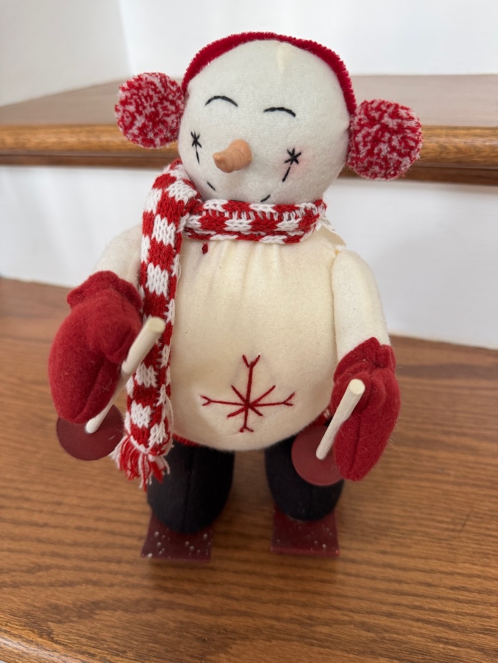 Festive Red & Cream Snowman Holiday Figurine - Brand Unbranded